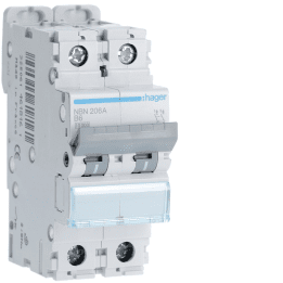 Hager NBN206 MCB 2P B-6A 10kA
