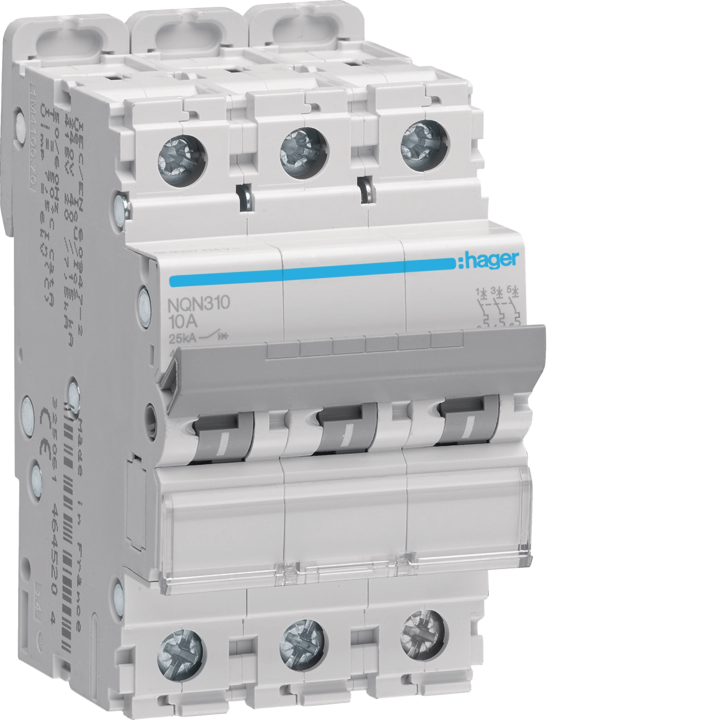 Hager NQN310 MCB 3P B-10A 25kA 3M