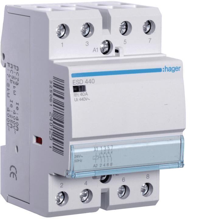 Modulaarne kontaktor Hager ESD440, 40A, 4NO, 24V AC