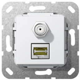 GIRA 569703 MJ RJ45 Cat.6a 10 Gbit SAT-F-Buchse Kpl. Einsats Reinweiß