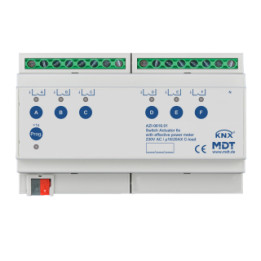 MDT AZI-0616.01 Schaltaktor 6 fach, 8TE, REG, 16/20 A, 230 V AC, su Wirkleistungszähler, 200 µF