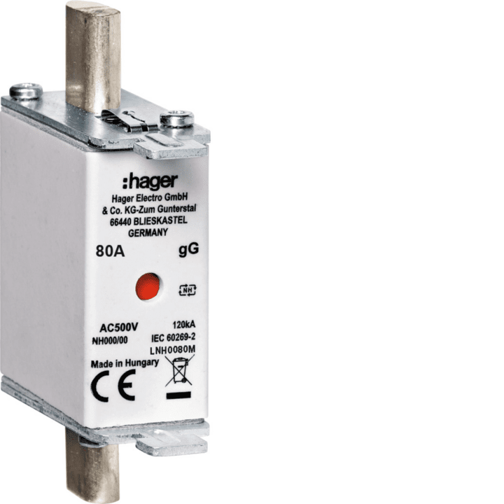 Hager LNH0080M HRC LV sulake NH000 gG AC500V 80A