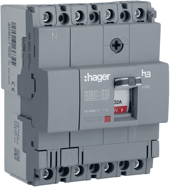 Hager HDA033L MCCB 4P 32A 18kA