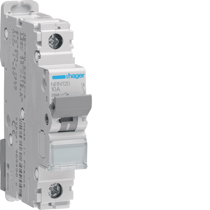 Hager NRN120 MCB 1P 25kA C-20A 1M