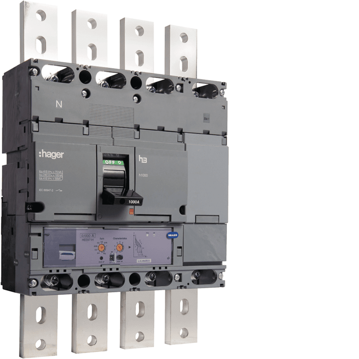 Hager HEE971H MCCB 4P 70kA 1000A LSI