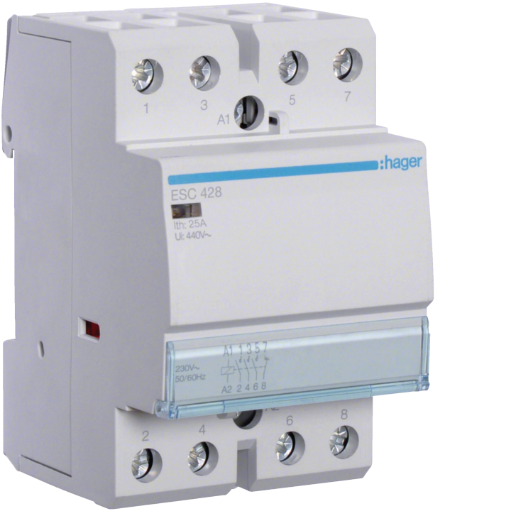 Hager ESC428 Kontaktors 25A 3NO+1NC 230V