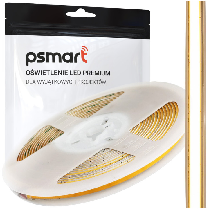 Светодиодная лента PSMART COB 12В WW 3000K IP20 5мм 400LED/м 5м