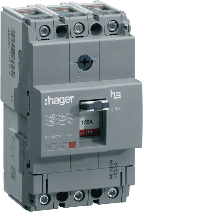 Hager HNA125H MCCB X160 3P 40kA 125A