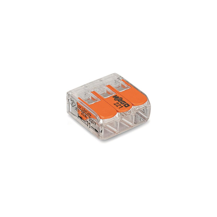 WAGO 221-413 Compact-Verbindungsklemme 3 x 0,14 - 4,0 qmm transparent (50 Stück)