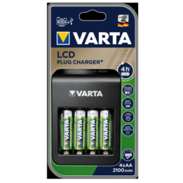 Varta LCD-pistiklaadija + 4-pesaline NiMH-laadija koos 4 AA 2100 mAh akuga (57687)