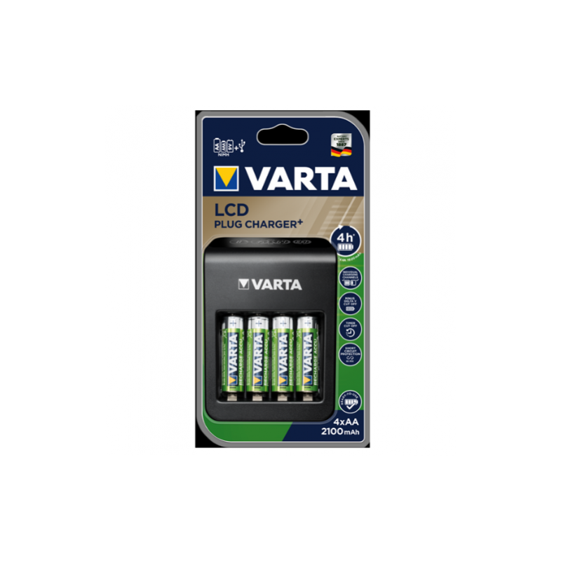 Varta LCD kontaktdakšas lādētājs+ 4 slotu