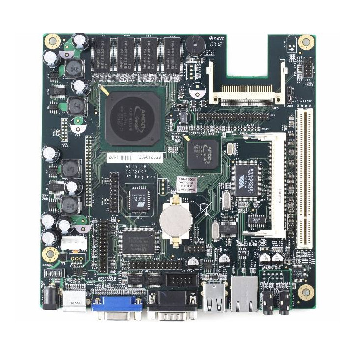 PC Engines :: ALIX.1E, mini ITX format, 1xLAN,1xmPCI,1xPCI, Audio, VGA, CPU 500MHz, 256MB