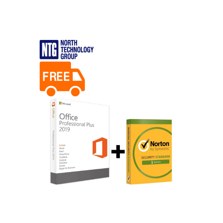 Microsoft Office 2019 Professional Plus + Norton Security Standard (1 käyttäjä, 1 vuosi, ESD)