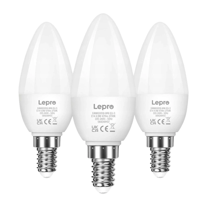 LEPRO 600059-WW-EU-3 LED Bulb, E14, C37, 4.2W (40W), 470 lm, 2700K (warm white), 250°, 3-pack