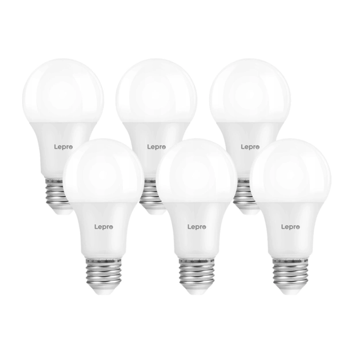 LEPRO 100092-WW-EU-6 A60 E27 7W 800 lm 2700 K aptumšojama LED spuldze, E klase, 6 iepakojumi