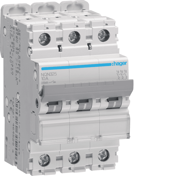 Hager NQN325 MCB 3P 25A B-25kA 3 moduļi