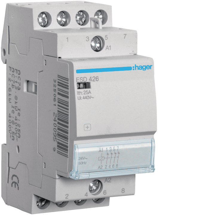 Модульный контактор Hager ESD426, 25 А, 4 NC, 24 В