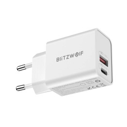 Seinälaturi Blitzwolf BW-S20, USB, USB-C, 20W (valkoinen)