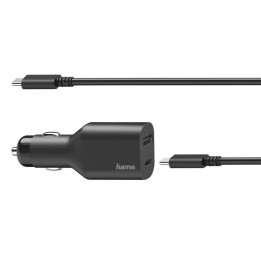Автомобильный адаптер для ноутбука Hama USB-C 5-20 В/70 Вт