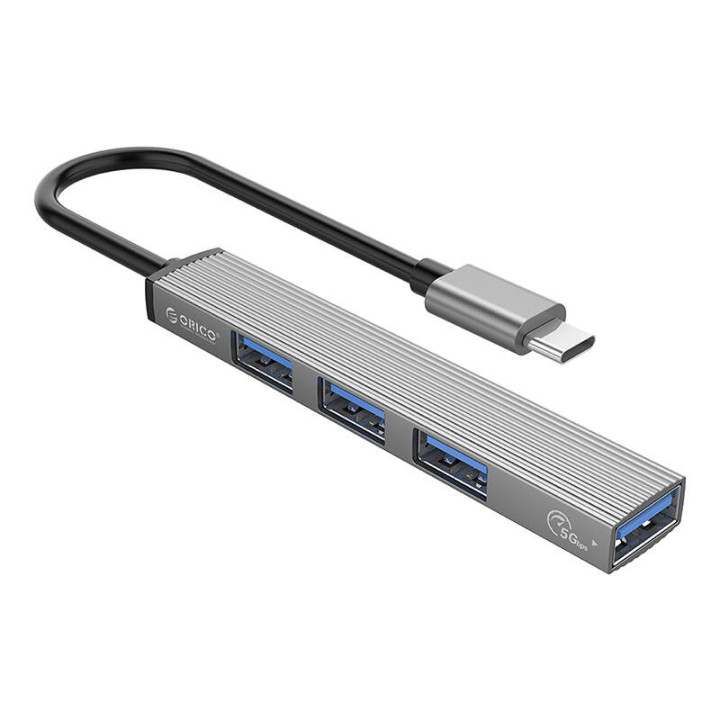 Orico USB-C - USB 3.0 + 3x USB 2.0 -keskitinsovitin (harmaa)