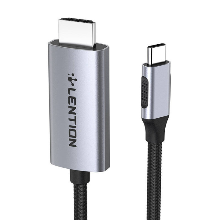 Lention CU707 USB-C - HDMI 2.0 -kaapeli, 4K60Hz, 1Gbps, 3m (harmaa)