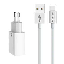 Mcdodo USB Dual Charger CH-6721 (EU) Type-C 1m matkasetti (valkoinen)
