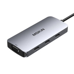 MOKiN 7in1 Adapter Hub USB-C - 2x HDMI + 3x USB 2.0 + DP + VGA (hopea)
