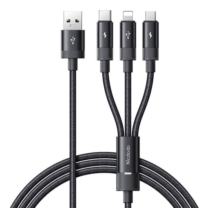 3in1 USB-USB-C / Lightning / Micro USB -kaapeli, Mcdodo CA-5790, 3,5 A, 1,2 m (musta)