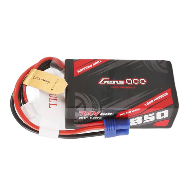 Akku Gens Ace 850mAh 7,4V 60C 2S1P EC2 Plug