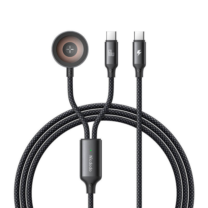 Mcdodo CA-2200 2-in-1 USB-C-kaapeli + Apple Watch -laturi, 60 W, 1,2 m