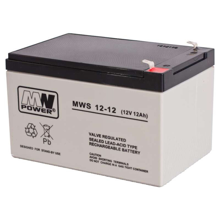Akumulator AGM MWS 12-12 12V 12Ah żywotność 3-5 lat.