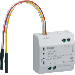 Hager TRM694G Modular Interface Module, 1 Output 4 A + 2 Mains-Powered Inputs