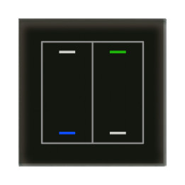 MDT BE-GTL2TS.01 KNX Glass Push Button II Lite 2 kartus, RGBW, neutralus, su temperatūros jutikliu, juodas