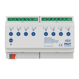 MDT AMS-0816.03 KNX Schaltaktor 8 fach, 8TE REG, 16 A, 230 V AC, C-Last, Strommessung, 140 µF