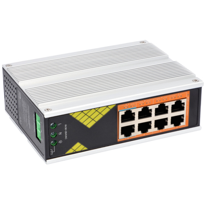 VidiLine VIDI-DG0800 Industrial DIN Rail PoE Switch 8x Gigabit