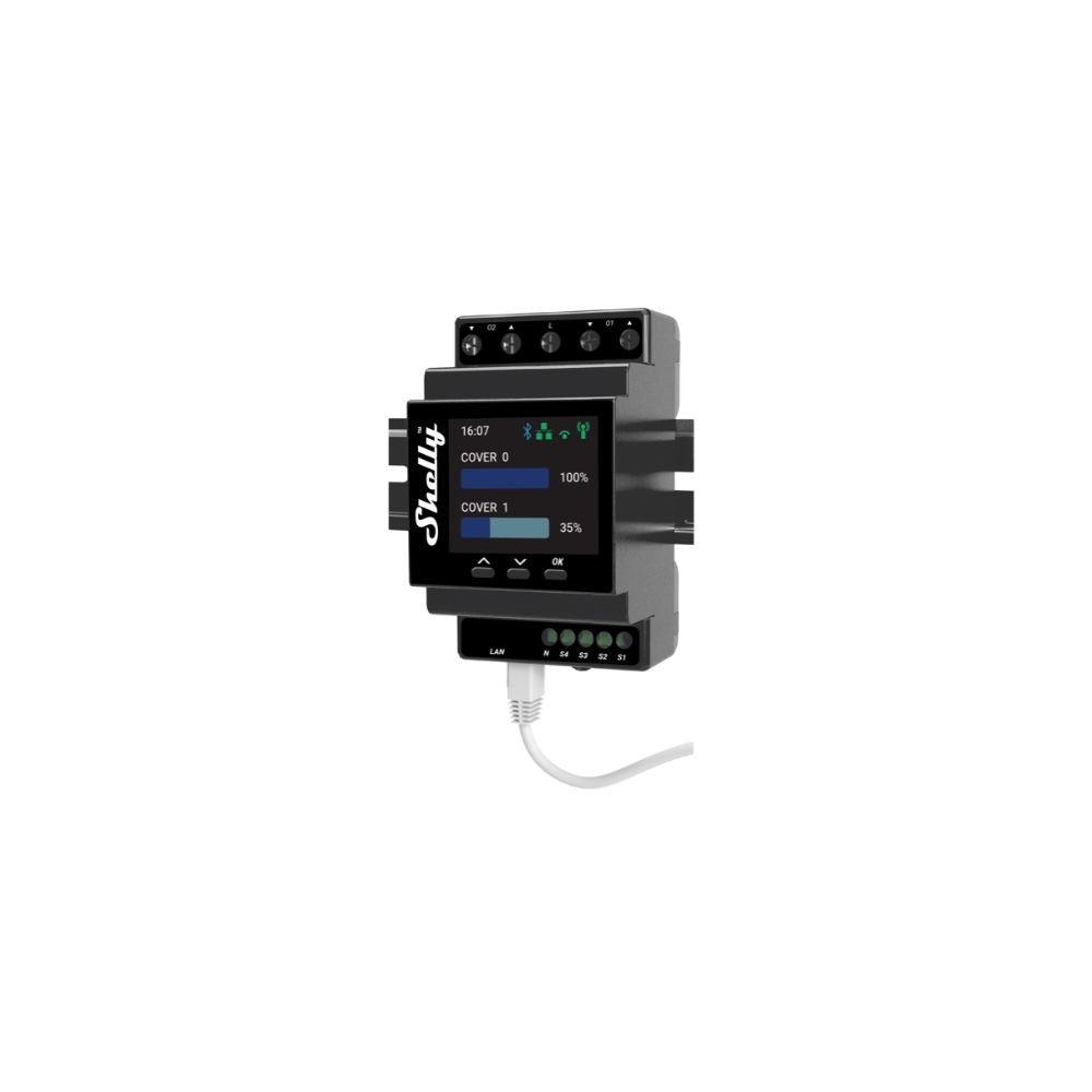 Shelly PRO 4PM Dual Cover WiFi + Ethernet + Bluetooth - 4-osainen rele tehomittarilla kahden rullakaihtimen ohjaamiseen
