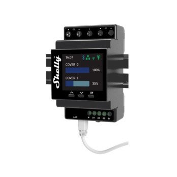 Shelly PRO 4PM dvigubo dangcio WiFi + Ethernet + Bluetooth - 4 grupiu rele su galios matuokliu, skirta valdyti 2 roletus