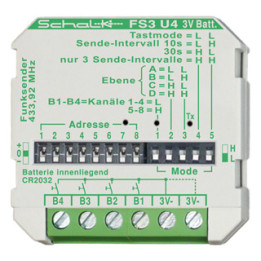 Schalk FS3U4B Funk-Sender 4-Kanal 3V DC (UP), inkl. Aku