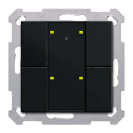 MDT RF-TA55A406.01 KNX RF+ Push Button Plus 4 -ryhmä, toimilaitteella, musta mattapinta