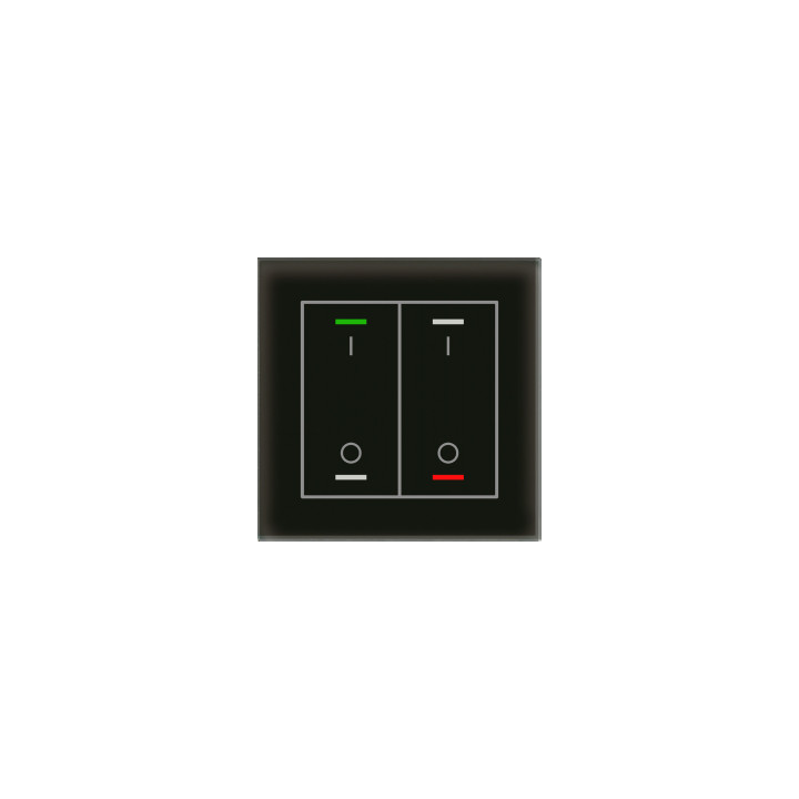 MDT BE-GTL2TS.B1 KNX stiklo mygtukas II Lite 2 kartus, RGBW, jungiklis, su temperatūros jutikliu, juodas