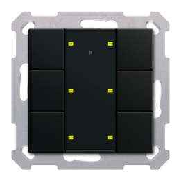 MDT BE-TA55T606.02 KNX Push Button Plus TS 55 6 ryhmittymä, musta mattapinta