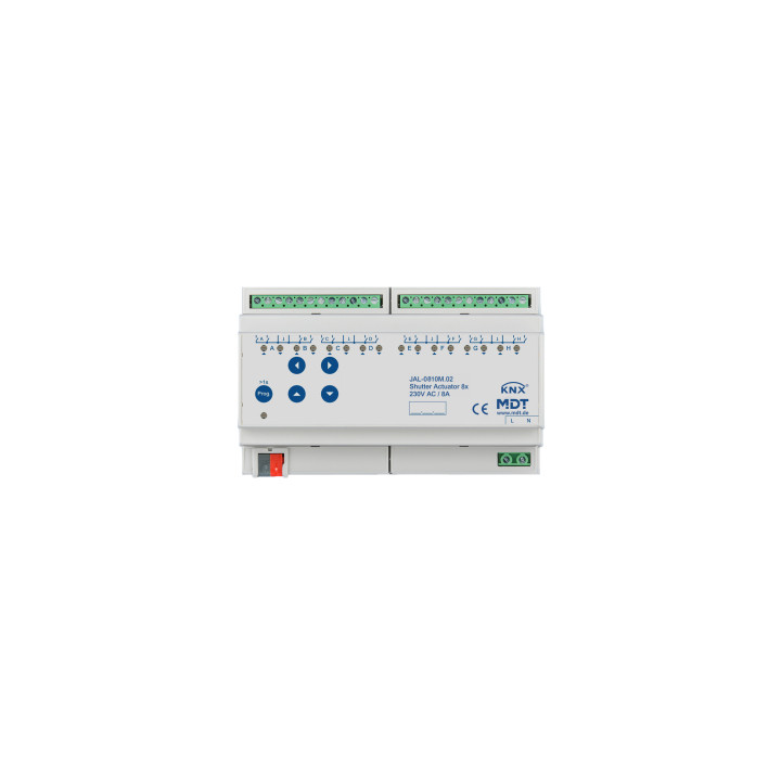 MDT JAL-0810M.02 KNX Jalousieaktor 8-fach mit Fahrzeitmessung, 8TE REG, 8 A, 230 V AC