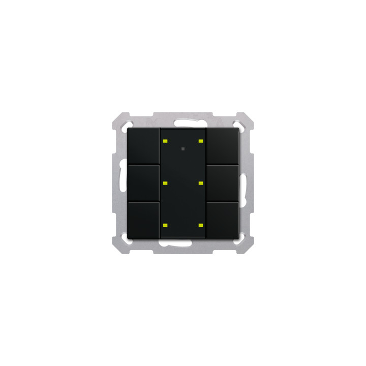 MDT BE-TA55P606.02 KNX Taster Plus 55 6-fach, Schwarz matta