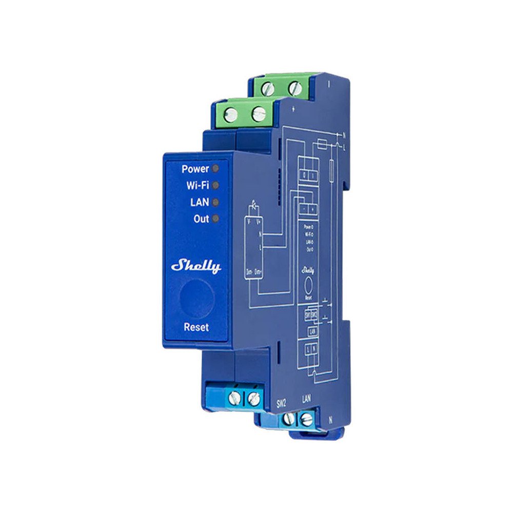 Shelly Pro Dimmer 0/1-10V PM valgustuse kontroller, WiFi/Bluetooth