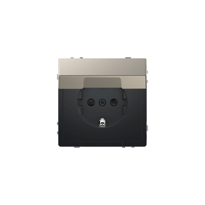 Merten MEG2310-6050 SCHUKO-Steckdose mit Klappdeckel, Berührungsschutz, Steckklemmen, Nickelmetallic, System Design
