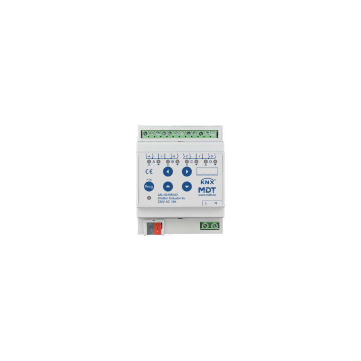 MDT JAL-0410M.02 KNX Jalousieaktor 4-fach mit Fahrzeitmessung, 4TE REG, 8 A, 230 V AC