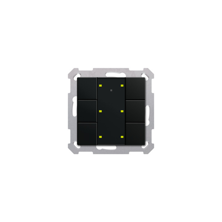 MDT RF-TA55A606.01 KNX RF+ Funk Taster Plus 6-fach mit Aktor, 55 mm, Schwarz matta