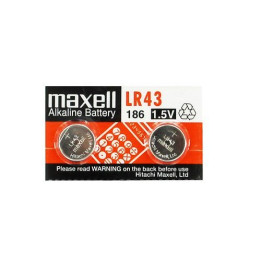Щелочные батарейки Maxell LR43/186/KA43 1,5В 55мАч 0%Hg производство Япония, 2 шт. (Срок годности 2026-06)