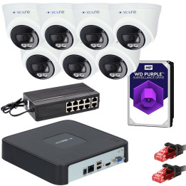 VidiLine ZES-14D-6110-7 7-Camera 4MP Surveillance Kit with PoE Switch and 2TB HDD
