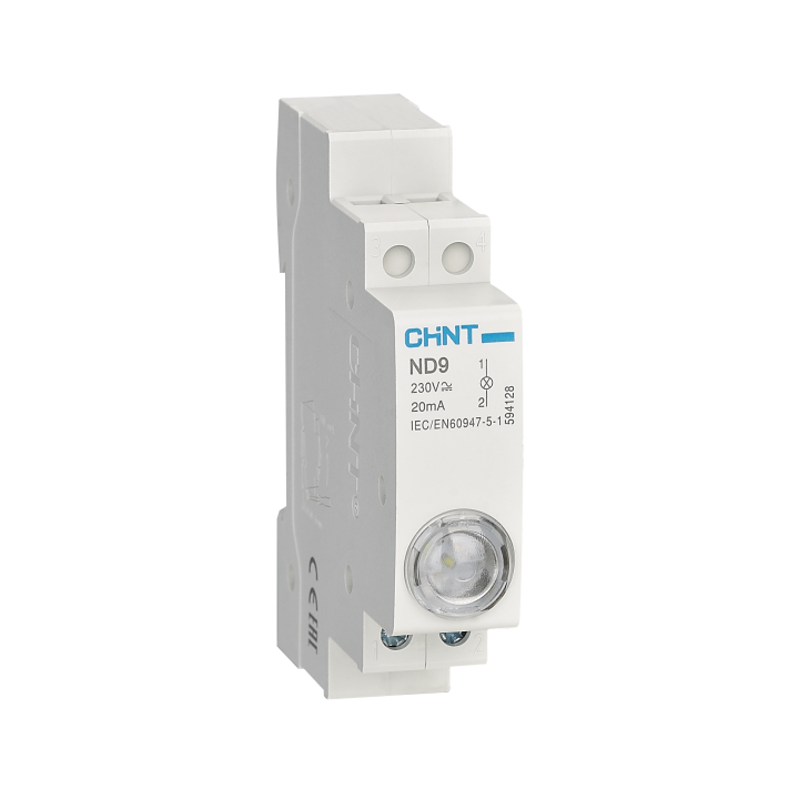 DIN sliedes LED indikators, ND9-1, 230V, balts